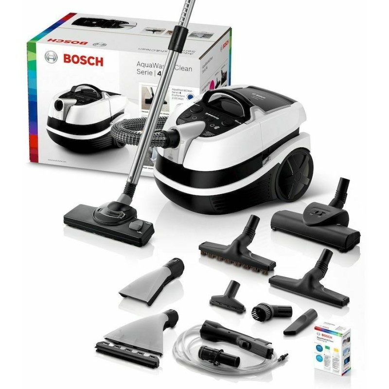 ASPIRATEUR BOSCH AQUAWASH&CLEAN   NOIR/BLANC A/BOLL XL 5L/2100W 3IN1/BROSSE TURBO/ A/SAC