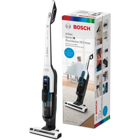 'ASPIRATEUR BOSCH BALAI BLANC 0.9LT/28V/3 VITESSES/60 MIN/SANS FIL/PROSILENCE