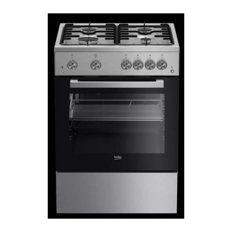CUISINIERE BEKO 4 FEUX 60CM TERMOCOUPLE CATALYSE VENTILLE INOX FSHTR62210GX