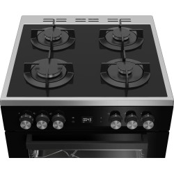 CUISINIERE BEKO 4 FEUX 60CM NOIR FOUR MULTIFONCTION FOURFSRT62310DBC