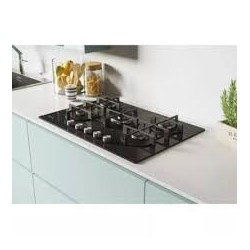 PLAQUE CANDY 5 FEUX, 75cm, VERRE TREMPE NOIR, FONTE - CVG74WPB