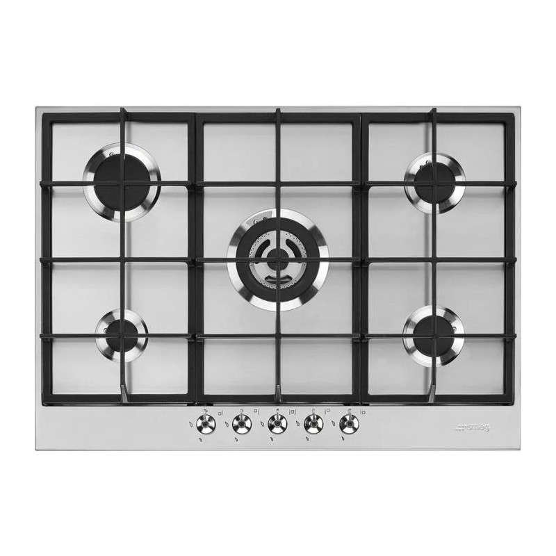 PLAQUE SMEG CLASSICA 75 CM EN INOX 5 FEUX DOUBLE-PX375