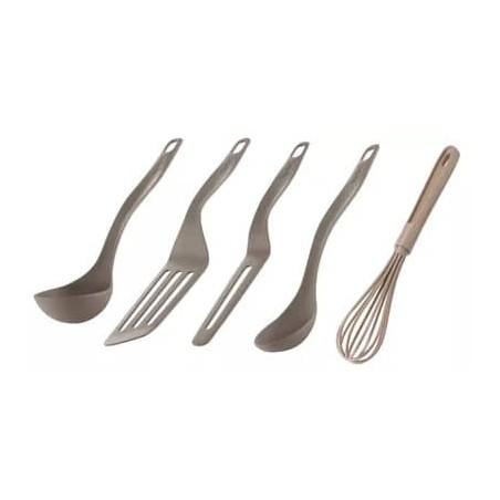 SET DE PETIT USTENSILES TEFAL  CASSONADE DE 5 FOET +LOUCHE+ SPATULE BEIGE    K210S514
