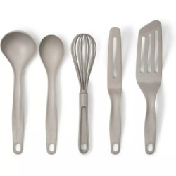 SET DE PETIT USTENSILES TEFAL  CASSONADE DE 5 FOET +LOUCHE+ SPATULE BEIGE    K210S514