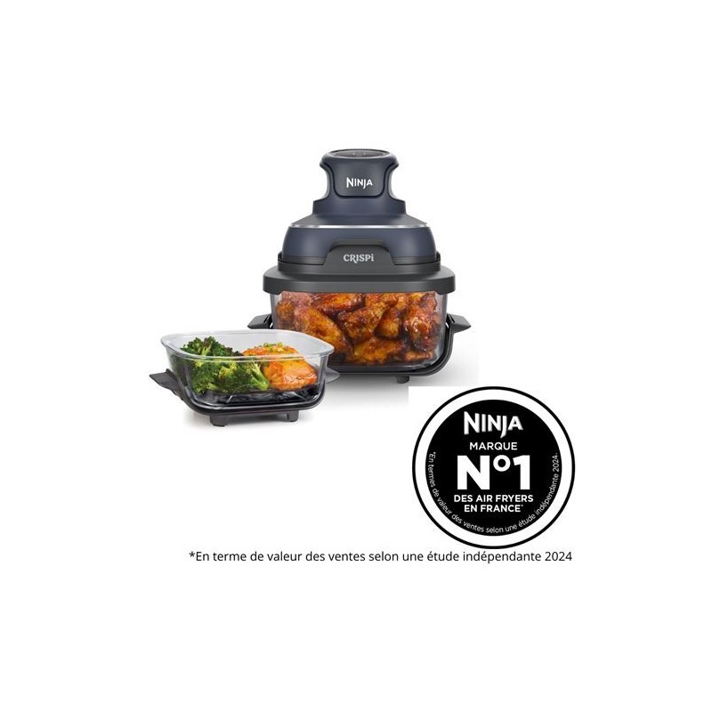 FRITEUSE AIR FRYER NINJA CRISPY 3.8L 1700W 2 RECIPIENT EN VERRE FN1O1EUGY