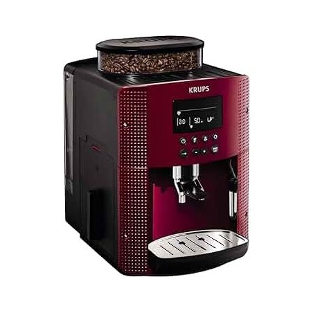 Machine a cafe krups automatique a grain avec buse vapeur Cappuccino - 15 bar - gamay red - EA815570
