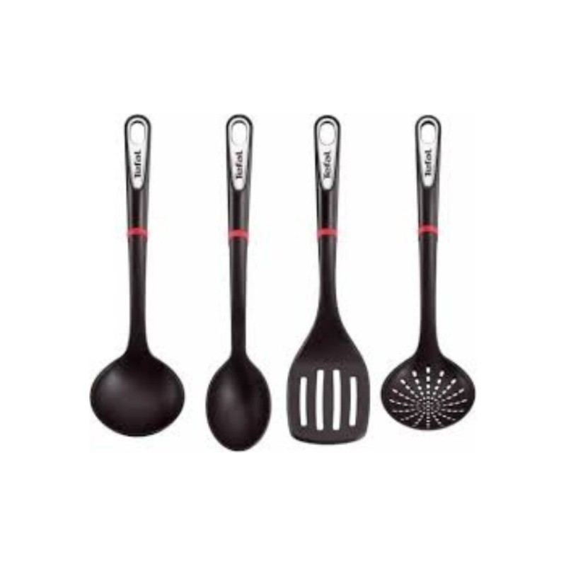 SET DE PETIT USTENSILES TEFAL  DE 5  SPATULE+ LOUCHE +CUIELLE +PASSOIRE NOIR  K206S414