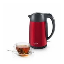 BOUILLOIRE BOSCH  DESIGNLINE 1.7LT/2400W  EN ACIER INOXYDABLE SANS FIL  ROUGE/NOIR - TWK3P424